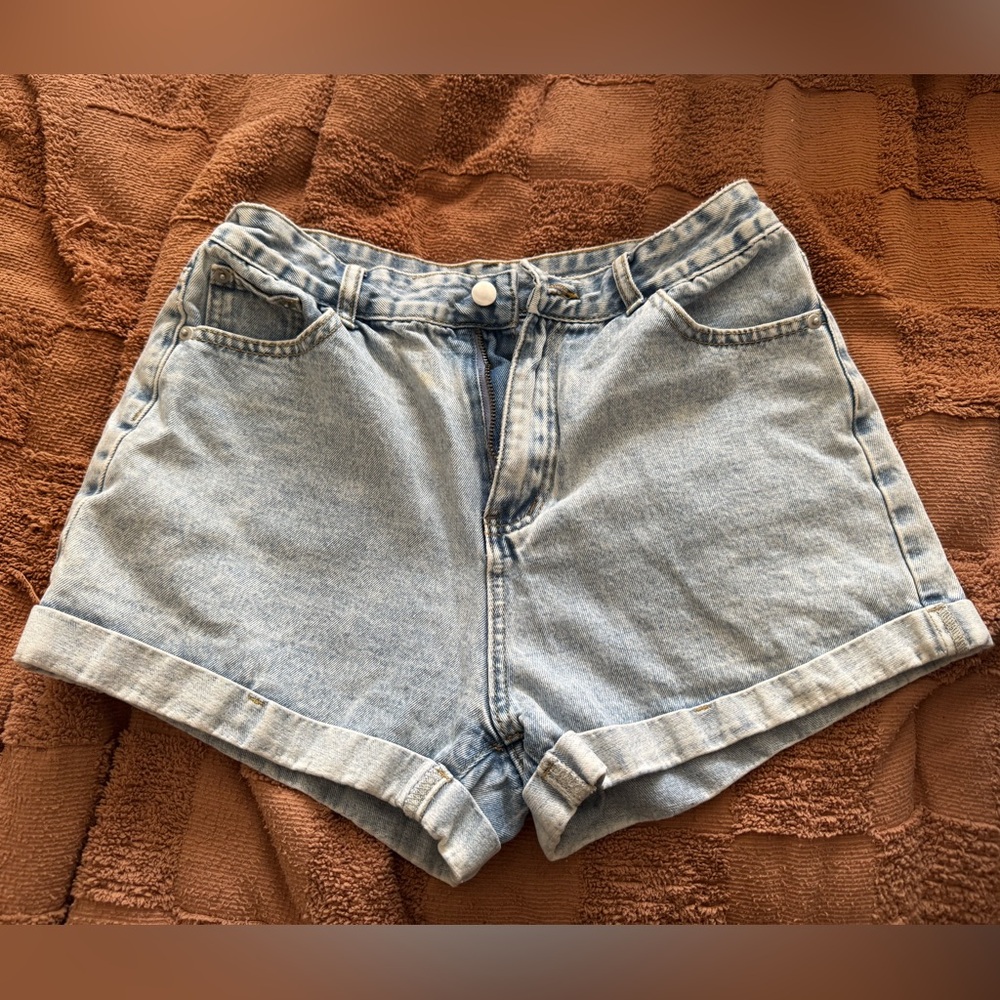 SHEIN Denim High-waisted Cuffed Mom Shorts
